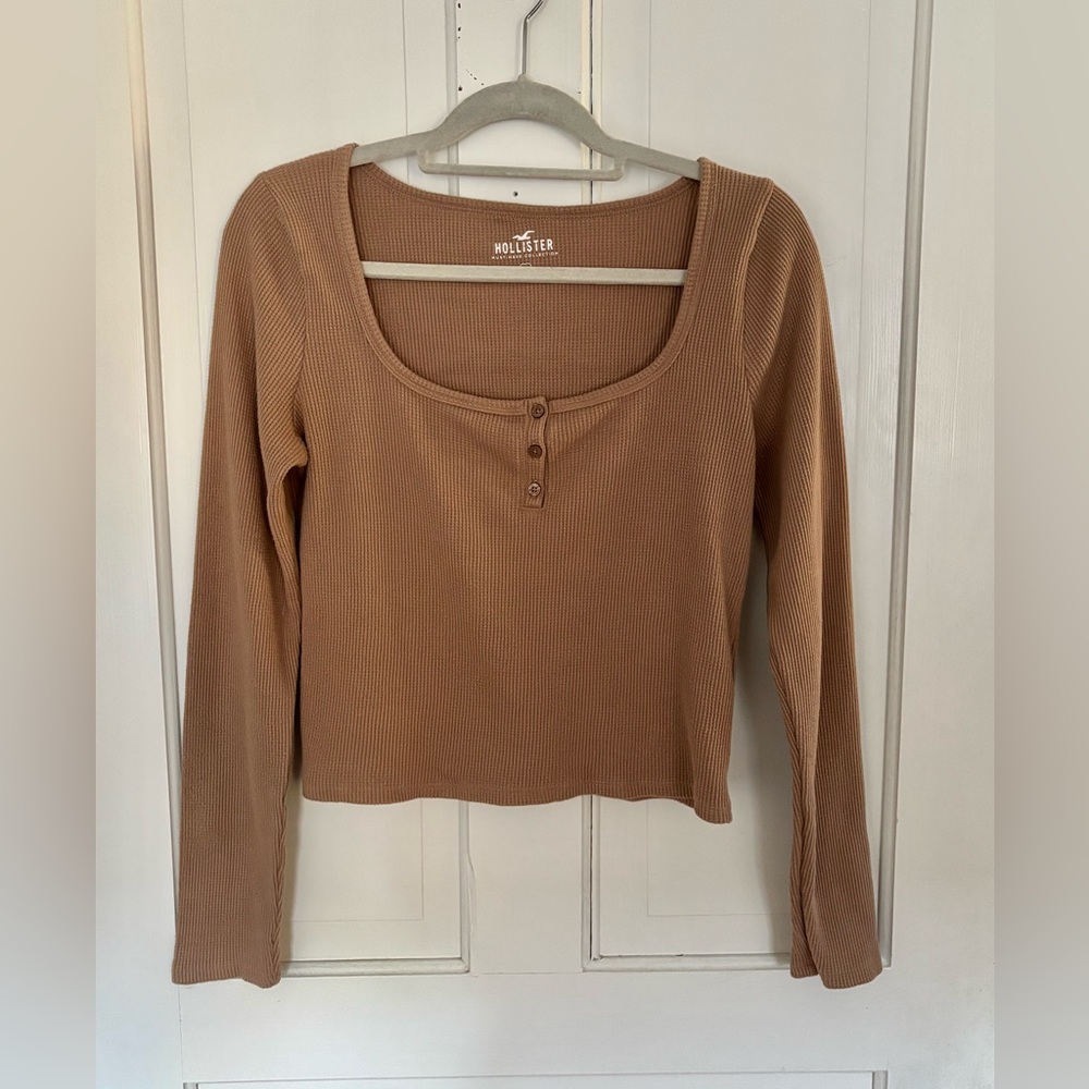 Hollister Brown Waffle Knit Top Size L